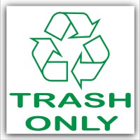 1 x Trash Only Recycling Bin Adhesive Sticker-Recycle Logo Sign-Environment Label